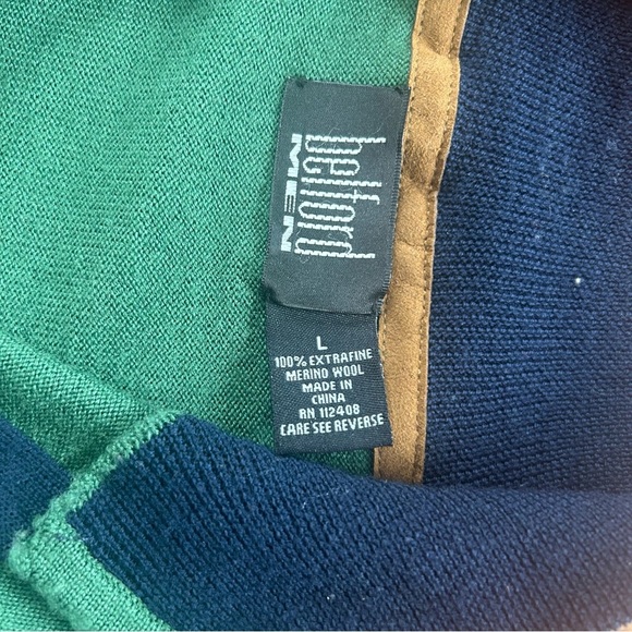 Belford Men 100% Extrafine Merino Wool. Size L Green Quarter zip St Patrick’s - Picture 5 of 10